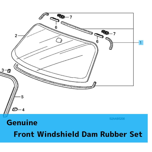 HONDA S2000 AP1 AP2 '00-09 Genuine Front Windshield Dam Rubber Set 04731-S2A-000