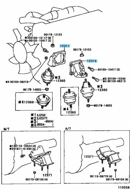 TOYOTA LEXUS Genuine 1JZ-GTE 2JZ-GE 2JZ-GTE Engine Mount Bracket RH & LH Set OEM