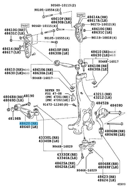 LEXUS LS460 USF45 09-17 Genuine Front Lower Suspension Arm RH 48620-50081 OEM