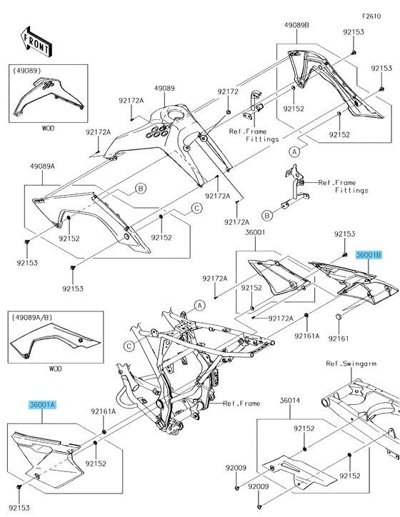 KAWASAKI KLX140 08-24 Genuine Rear Side Cover B.WHITE RH & LH Set OEM