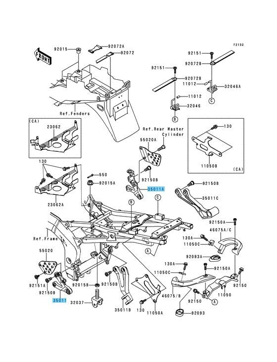 KAWASAKI ZX600 NINJA ZX-6R 1998-2002 Genuine Front Step Stay RH & LH Set OEM