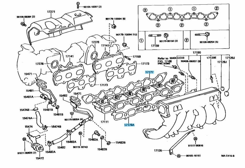 TOYOTA 1JZ-GTE 1JZGTE Genuine Intake Manifold Gasket 17177-88400 17179-88400 OEM