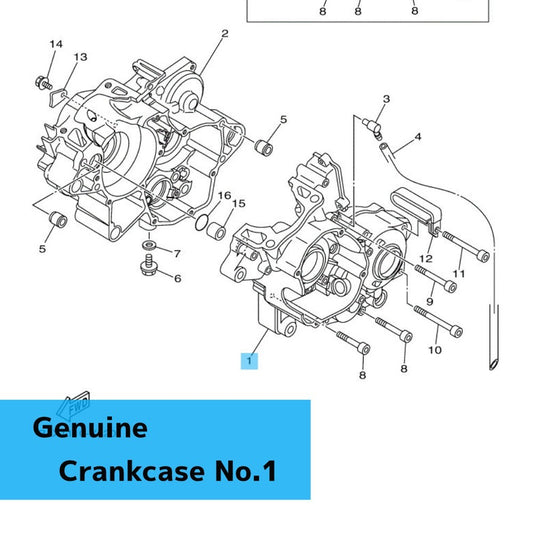 YAMAHA YZ125 2022-2026 YZ125X 2023-2026 Genuine Crankcase No.1 B4X-15111-00-00