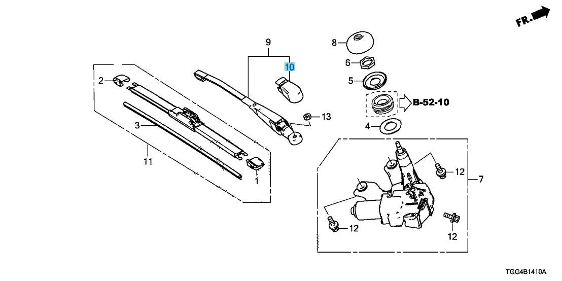 HONDA CR-V MR1 MR4 12-16 Genuine Rear Windshield Wiper Arm Cover 76721-T0A-003
