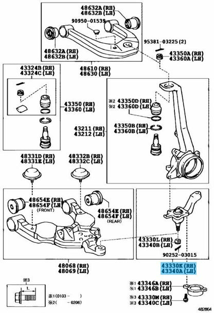 TOYOTA 4RUNNER LAND CRUISER Genuine Front Lower Ball Joint Right & Left Set OEM