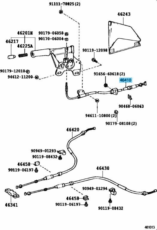 TOYOTA SUPRA MA70 Genuine Parking Brake Cable Assy No.1 46410-14090 OEM LHD