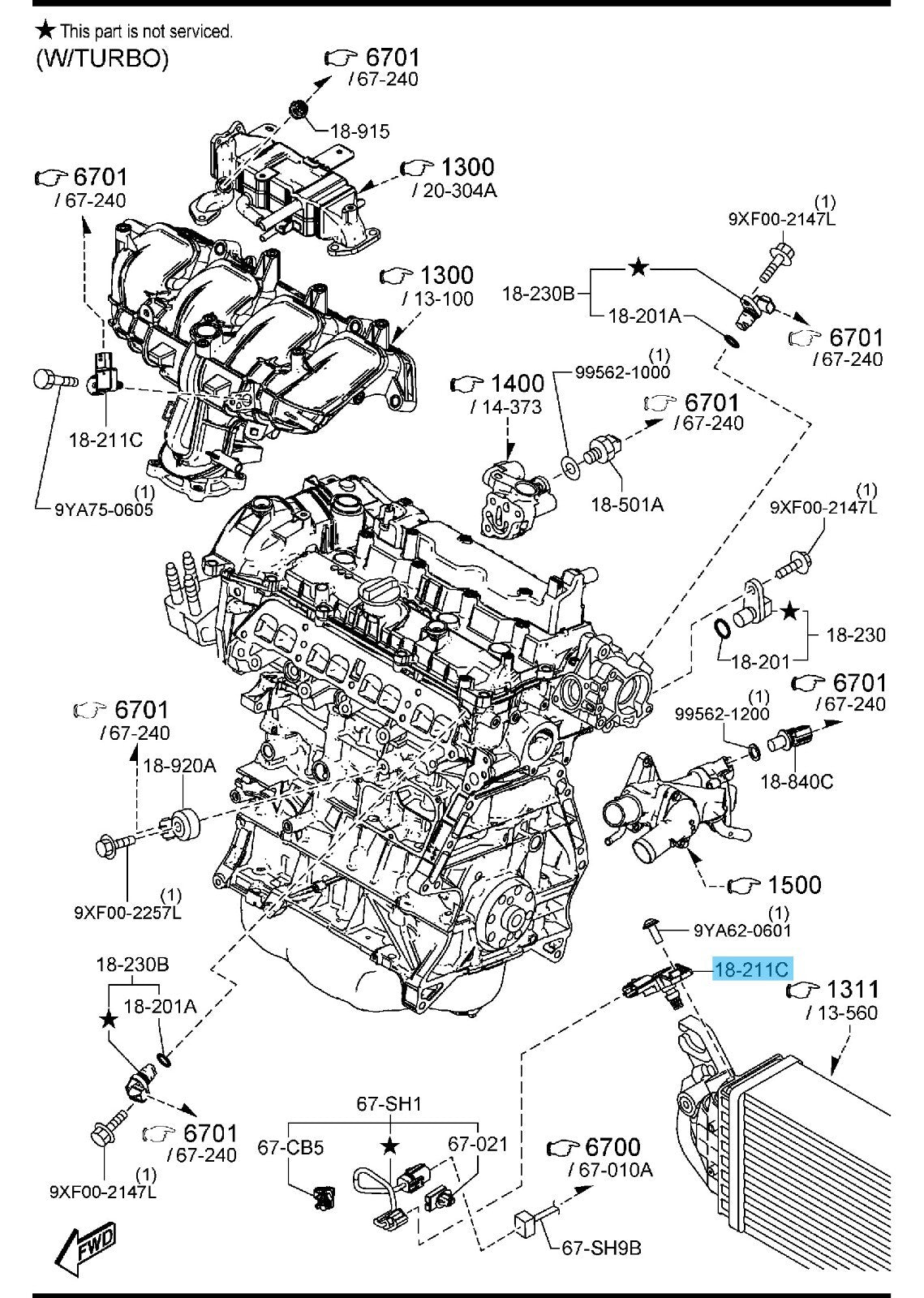 MAZDA CX-5 KF 2019-2022 Genuine 2.5L L4 Gas Boost Sensor PY8W-18-211 OEM