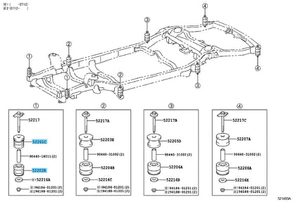 TOYOTA LAND CRUISER PRADO GRJ120 03-09 Genuine No.1 Up & Low Mounting RL set