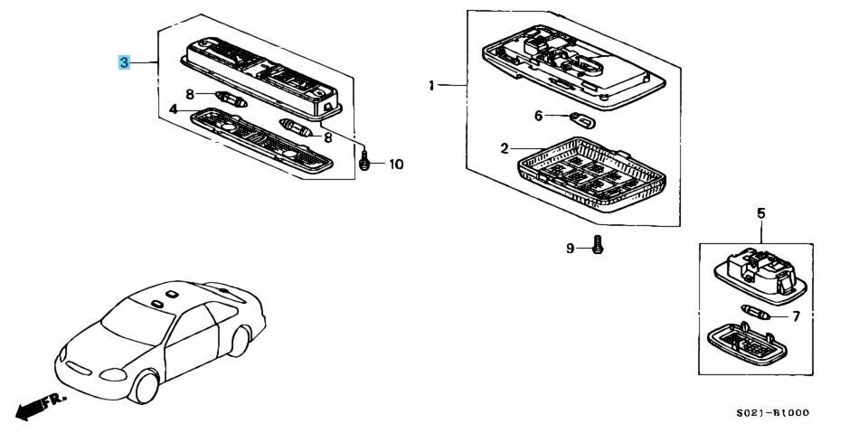 HONDA CIVIC EG# 98-00 Genuine Front Map Light Assy "Clear Gray" 34256-SR3-901ZB