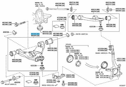 TOYOTA 4RUNNER GRN28# 10-22 Genuine Front Suspension Lower Arm RH 48068-60040