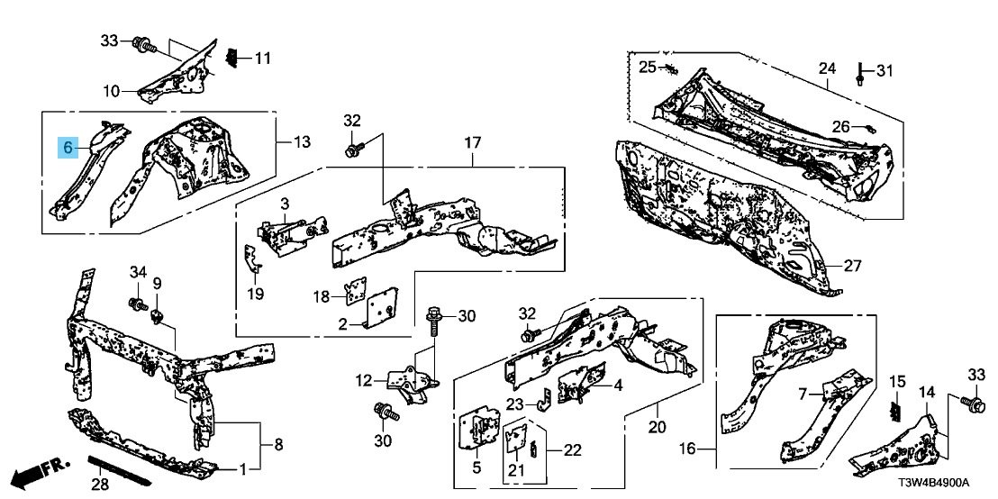 HONDA ACCORD 2013-2015 Genuine Front Lower Member Set RH 04674-T2A-A00ZZ OEM