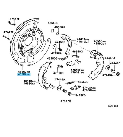TOYOTA CAMRY MCV10 1988-2001 Genuine Rear Parking Brake Plate LH 46504-20010 OEM