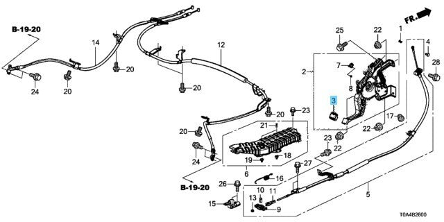 HONDA CR-V RM1 RM4 12-16 Genuine Parking Brake Rubber Bush 47120-T0A-A71 OEM