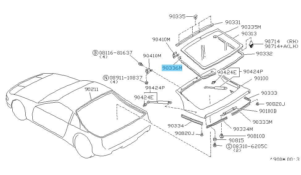 NISSAN 300ZX Z32 2+0 2+2 90-96 Genuine Rear Corner Upper Molding LH 90367-30P00