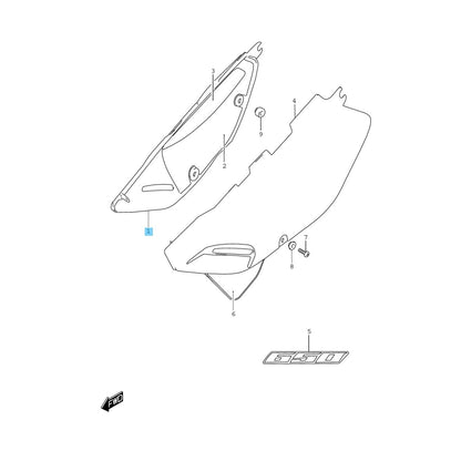SUZUKI DR650SE '00-01 '08-09 2011 2017 2019 '22-23 Genuine Frame Cover RH BLACK