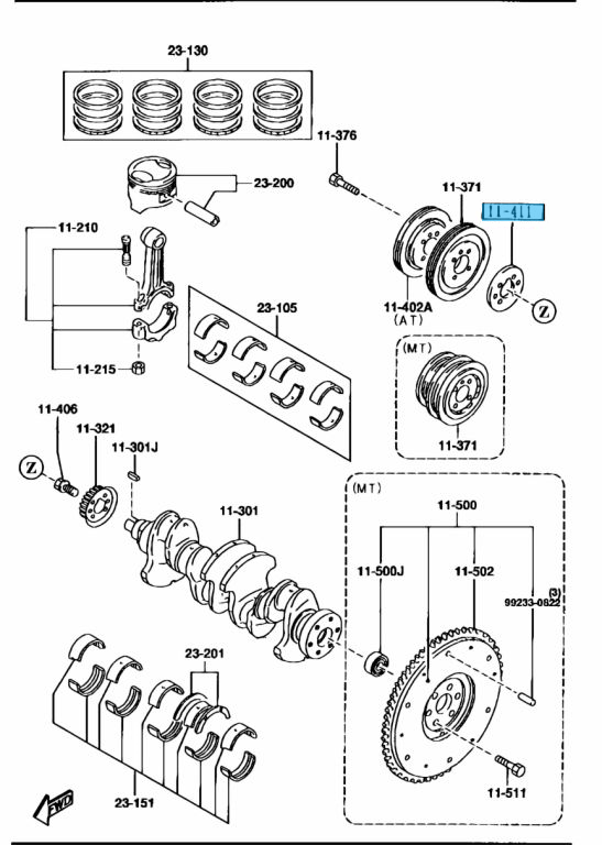 MAZDA MX-5 MIATA NA8C 1991-1995 Genuine Crank shaft Pulley Boss B3C7-11-400 OEM