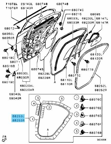 MITSUBISHI LANCER EVO 10 08-15 Genuine RR Door Opening Otr Weatherstrip RH & LH