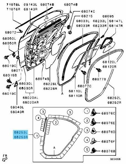 MITSUBISHI LANCER EVO 10 08-15 Genuine RR Door Opening Otr Weatherstrip RH & LH