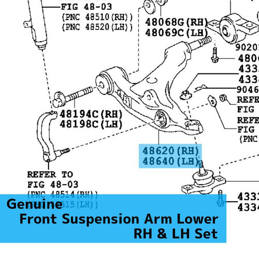 LEXUS GS350 GRL15/16 '13-20 Genuine Fr/Suspension Arm Lower RH & LH Set For AWD