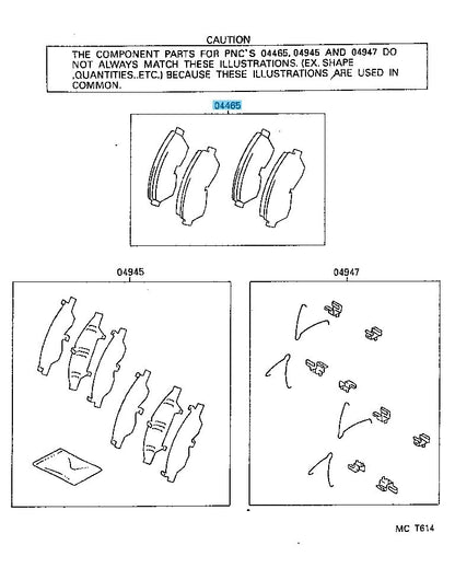 TOYOTA LEVIN TRUENO AE86 Genuine Front Disc Brake Pad Kit & Cylinder Kit Set OEM