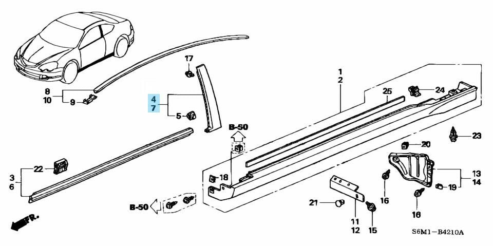 HONDA INTEGRA ACURA RSX DC5 02-06 Genuine Door Garnish Pillar Sash RH & LH OEM