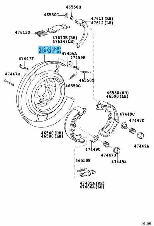 TOYOTA CAMRY ACV40 07-11 Genuine Parking Brake Plate Sub-Assy RH & LH Set OEM