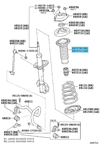 TOYOTA SIENNA GSL30 11-20 Genuine Front Coil Spring Insulator Upper RH & LH Set
