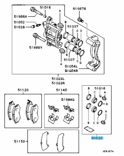MITSUBISHI LANCER Evo 8-9 CT9A Genuine Front Brake Caliper Seal Kit MR407375 OEM