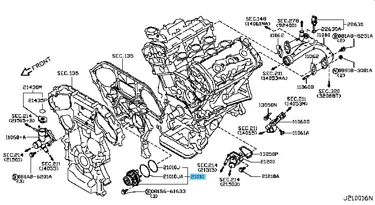 NISSAN GT-R R35 '09-24 370Z Z34 '09-20 Genuine Water Pump Assy B1010-JK20A OEM
