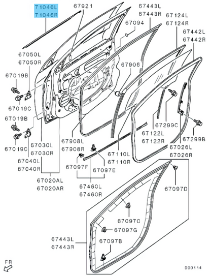 MITSUBISHI OUTLANDER SPORT 11-24 Genuine  Door Belt Molding Front Rear Set OEM