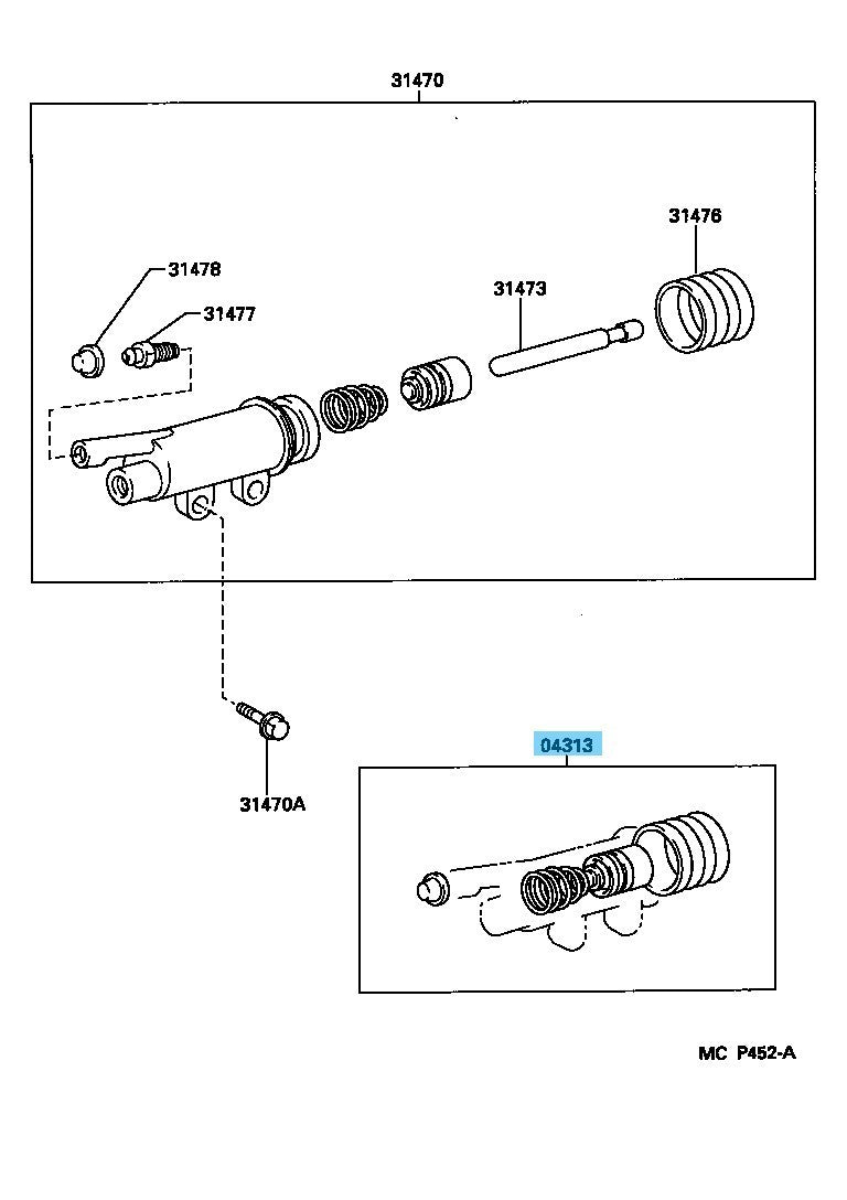 TOYOTA SUPRA JZA80 '93-98 Genuine Clutch Release Cylinder Kit 04313-14020 OEM