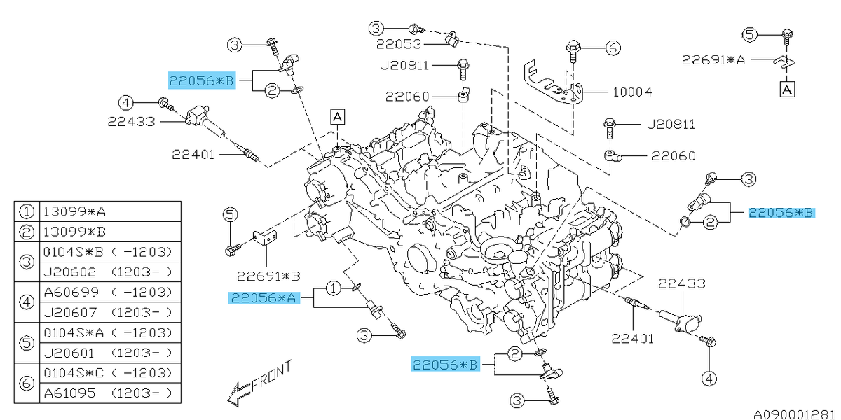 SUBARU BRZ ZC6 2014-2020 Genuine Camshaft Position Sensor Assy 22056AA210 OEM
