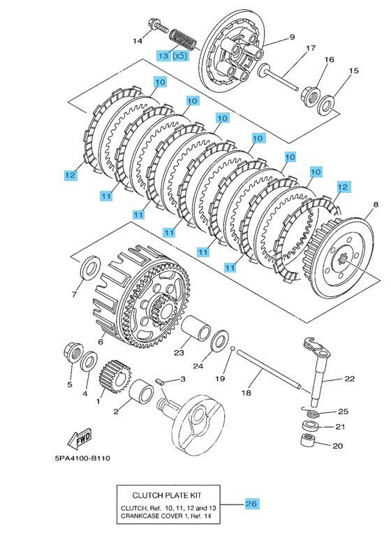 YAMAHA YZ85 2006-2020 Genuine Clutch Plate Kit 5PA-W001G-00-00 OEM