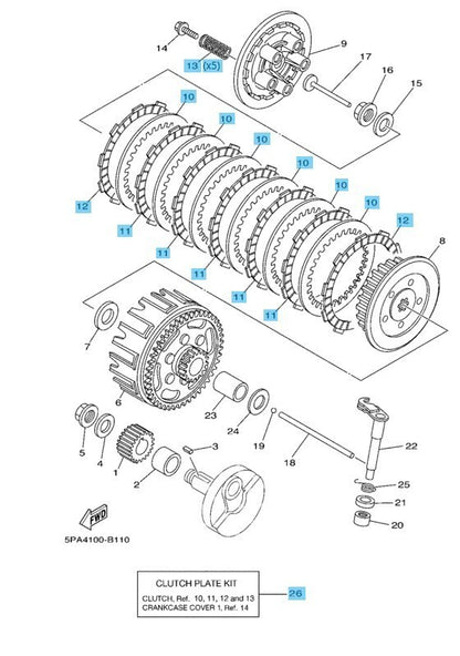 YAMAHA YZ85 2006-2020 Genuine Clutch Plate Kit 5PA-W001G-00-00 OEM