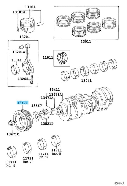 TOYOTA HIGHLANDER MCU20 2001-2011 Genuine Crankshaft Pulley 13408-20010 OEM