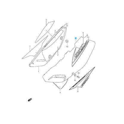 SUZUKI DR650SE '00-01 '08-09 2011 2017 2019 '22-23 Genuine Frame Cover LH BLACK