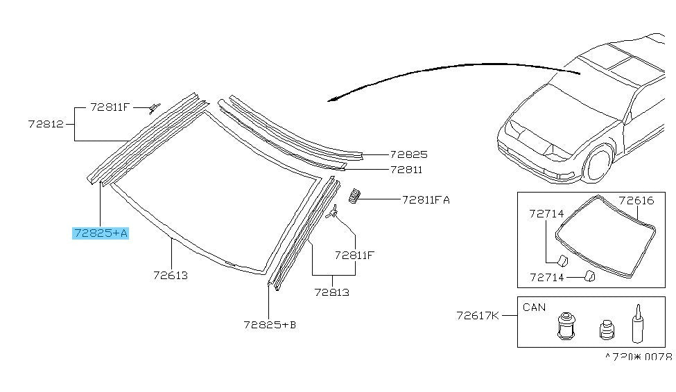 NISSAN 300ZX Z32 '90-96 Genuine F/Windshield Moulding Fastener RH 72728-30P00
