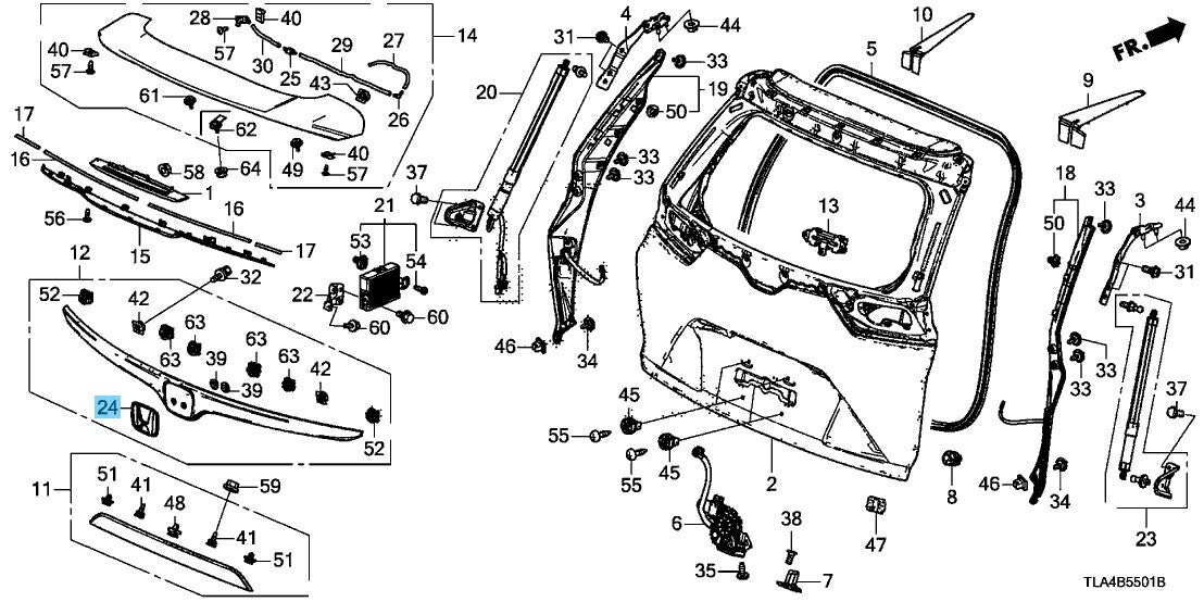 HONDA CR-V RW1 RW2 2017-2021 Genuine Rear Hatch Emblem "H" 75700-TR0-000 OEM