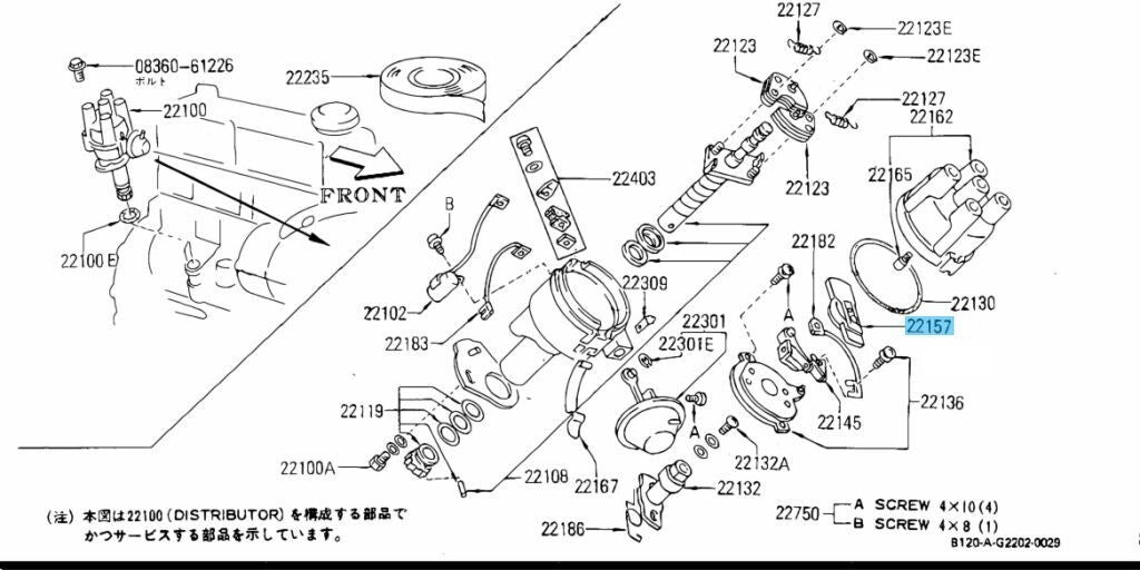 NISSAN SUNNY TRUCK B120 Genuine Distributor Rotor Head 22157-18011 OEM