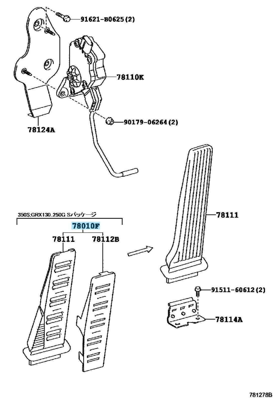 TOYOTA LEXUS LS460 LS460L LS600h LS600hL Genuine Accelerator Brake Pedal Set OEM