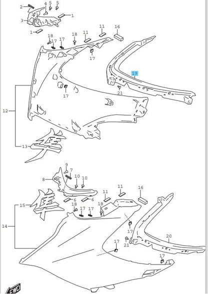 SUZUKI HAYABUSA GSX1300RRQ 2022-2024 Genuine Rear Side Cowling RH 94472-10L00