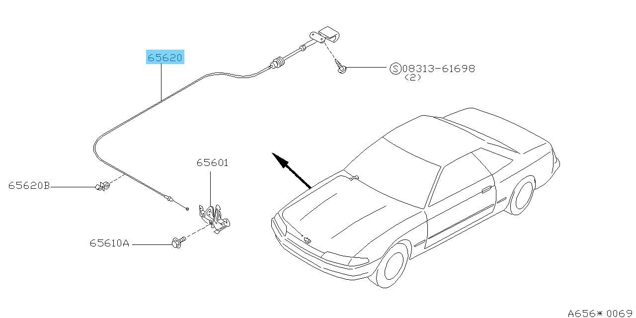 NISSAN SKYLINE R32 1989-1993 Genuine Hood Lock Cable Assy 65620-01U10 OEM