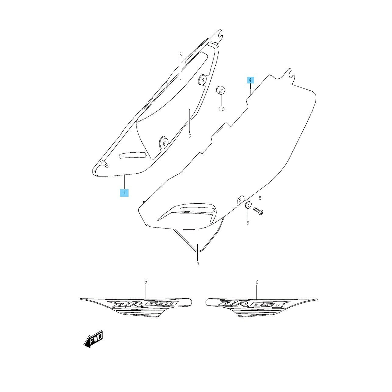 SUZUKI DR650SE '96-09 2011 '13-15 Genuine Frame Cover RH & LH Set OEM