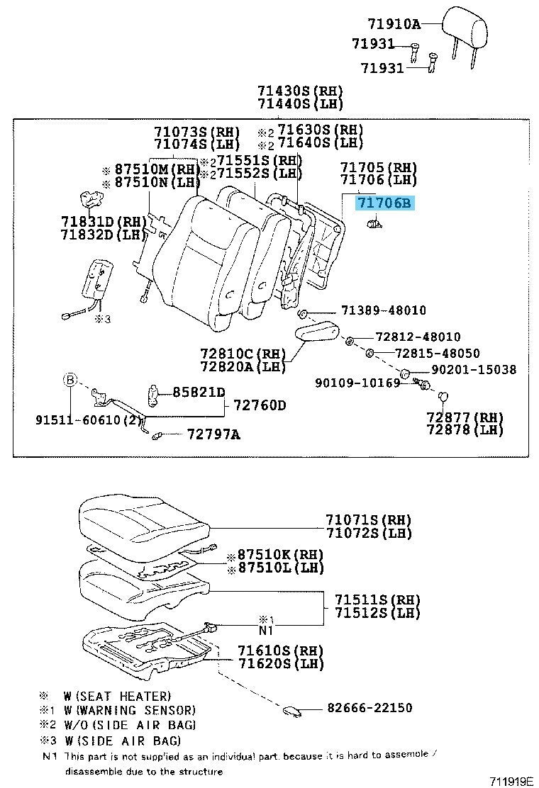 TOYOTA HIGHLANDER MCU20 01-04 Genuine Fr/Seat Back Board Clip 71769-60020 x2 Set