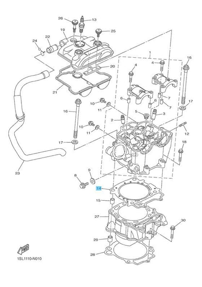 YAMAHA YZ450F 2014-2017 Genuine Engine Cylinder Head Gasket 33D-11181-00-00 OEM