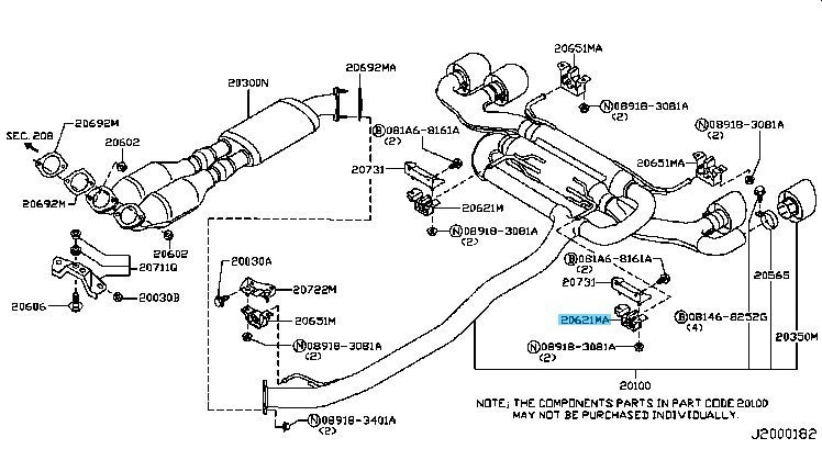 NISSAN GT-R R35 '09-21 '23-24 Genuine Exhaust Mounting Rubber Assy 20621-KB50B