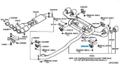 NISSAN GT-R R35 '09-21 '23-24 Genuine Exhaust Mounting Rubber Assy 20621-KB50B