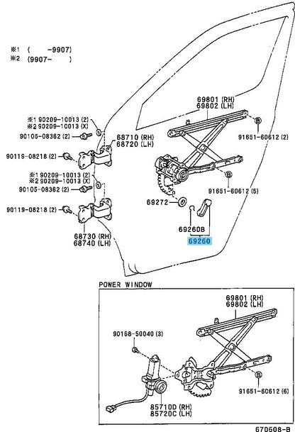 TOYOTA LAND CRUISER BJ7# Genuine Fr / Window Regulator Handle 69260-10040-P0 x2