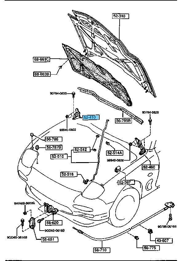 MAZDA RX-7 FD3S 1993-1995 Genuine Bonnet Hinge Right FD01-52-410C OEM