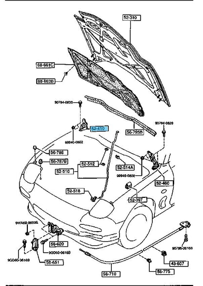 MAZDA RX-7 FD3S 1993-1995 Genuine Bonnet Hinge Right FD01-52-410C OEM